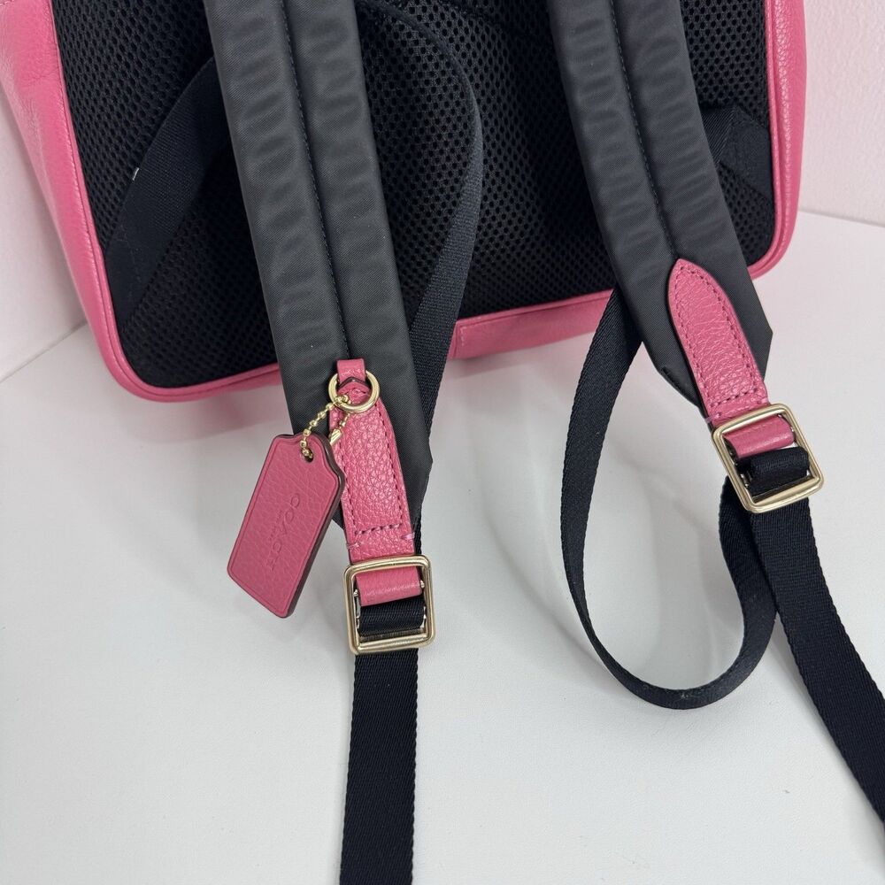 Coach Backpack Court Khaki Pink Saddle Signature Coated Canvas Leather EXC - Picture 11 of 13